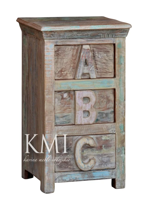 meble industrialne | szafka abc z litego drewna z recyklingu bielona M-437 LF