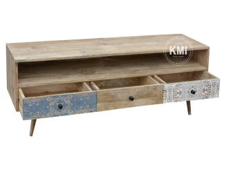 meble designerskie | drewniana szafka rtv Qumin boho scandi