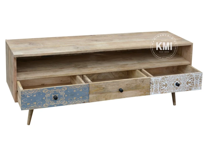 meble designerskie | drewniana szafka rtv Qumin boho scandi