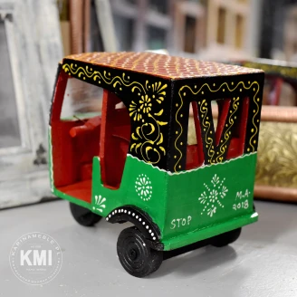 dekoracje egzotyczne | drewniana mini Oto Riksha czerwona
