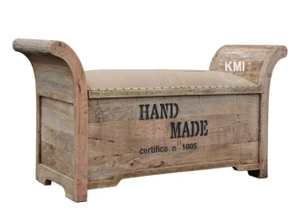 meble vintage | tapicerowana ławka ze schowkiem i "Hand Made"