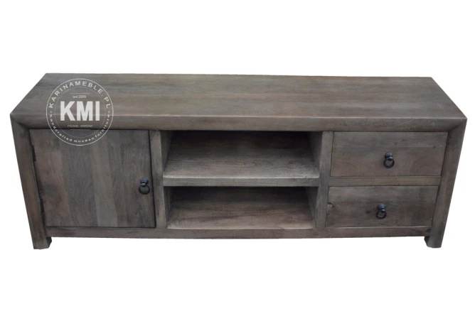meble z drewna mango | szara szafka rtv Smoke Grey