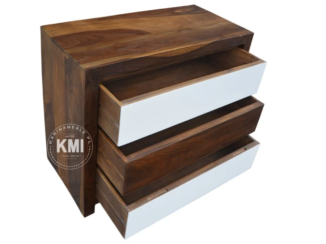 meble palisander | komoda z trzema szufladami Sheesham White