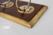 meble boho | kolonialny wieszak drewno mosiężna blacha 3 haczyki