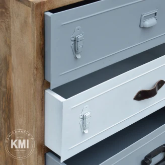 meble w stylu loft | komoda z szufladami drewno metal Suitcases