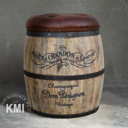 Pufa Beczka ze Schowkiem Barrel 54 cm z Litego Drewna | Meble Loftowe