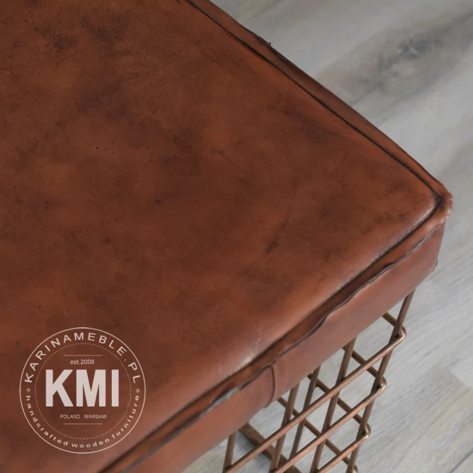 meble metalowe | industrialne pufa kwadratowa "Metal Basket"