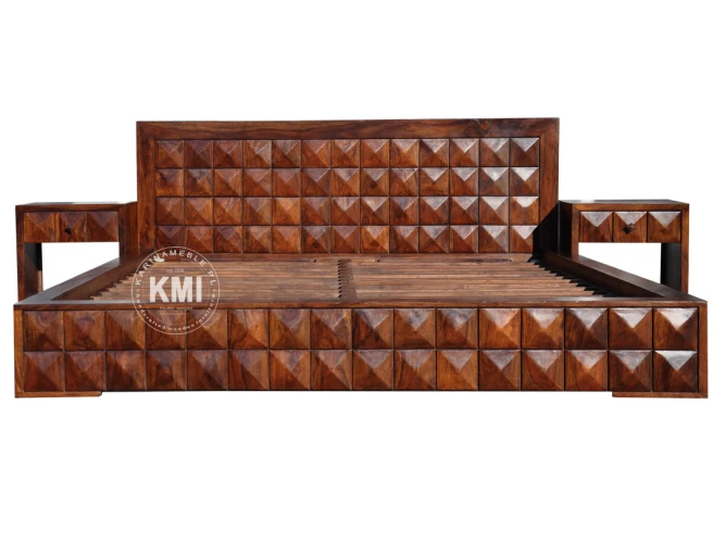 meble do sypialni | łóżko Diamond 140 cm lite drewno palisander brown