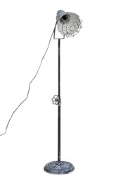 Loftowa lampa podłogowa stojąca z siatką – metalowa, regulowana