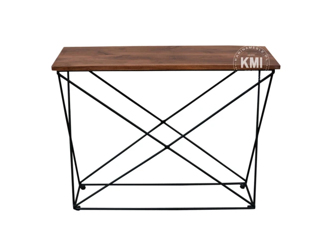 meble designerskie | konsola Zephir drewno akacja metal brązowa