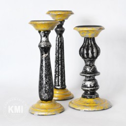 zestaw trzech drewnianych świeczników Bollywood