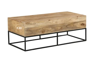 meble drewno metal | stolik kawowy z szufladami Mango LD5123