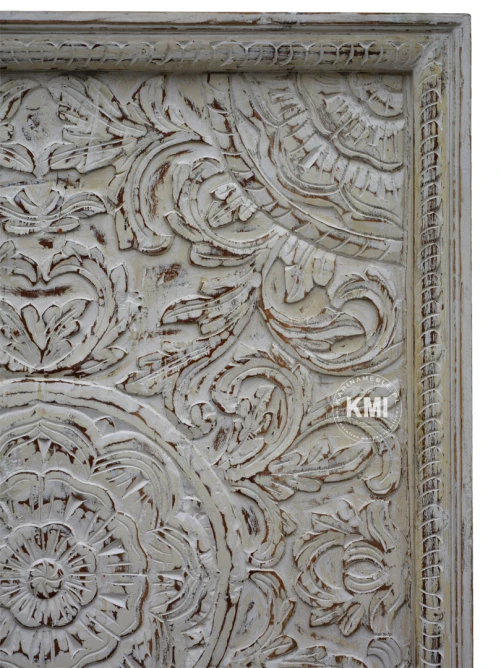 meble orientalne | drewniany panel rzeźbiony przecierany 96x127