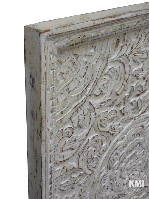 meble egzotyczne | drewniany panel rzeźbiony przecierany 96x127