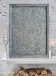 meble postarzane | drewniany panel rzeźbiony szary przecierany 90x125
