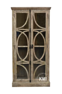 meble rustykalne | drewniana witryna vintage postarzane mango