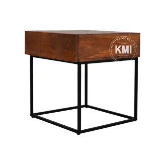 Stolik pomocnik Milo – industrialny design, widok boczny
