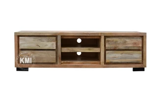 Drewniana szafka RTV w stylu loftowym – nowoczesny design i funkcjonalność