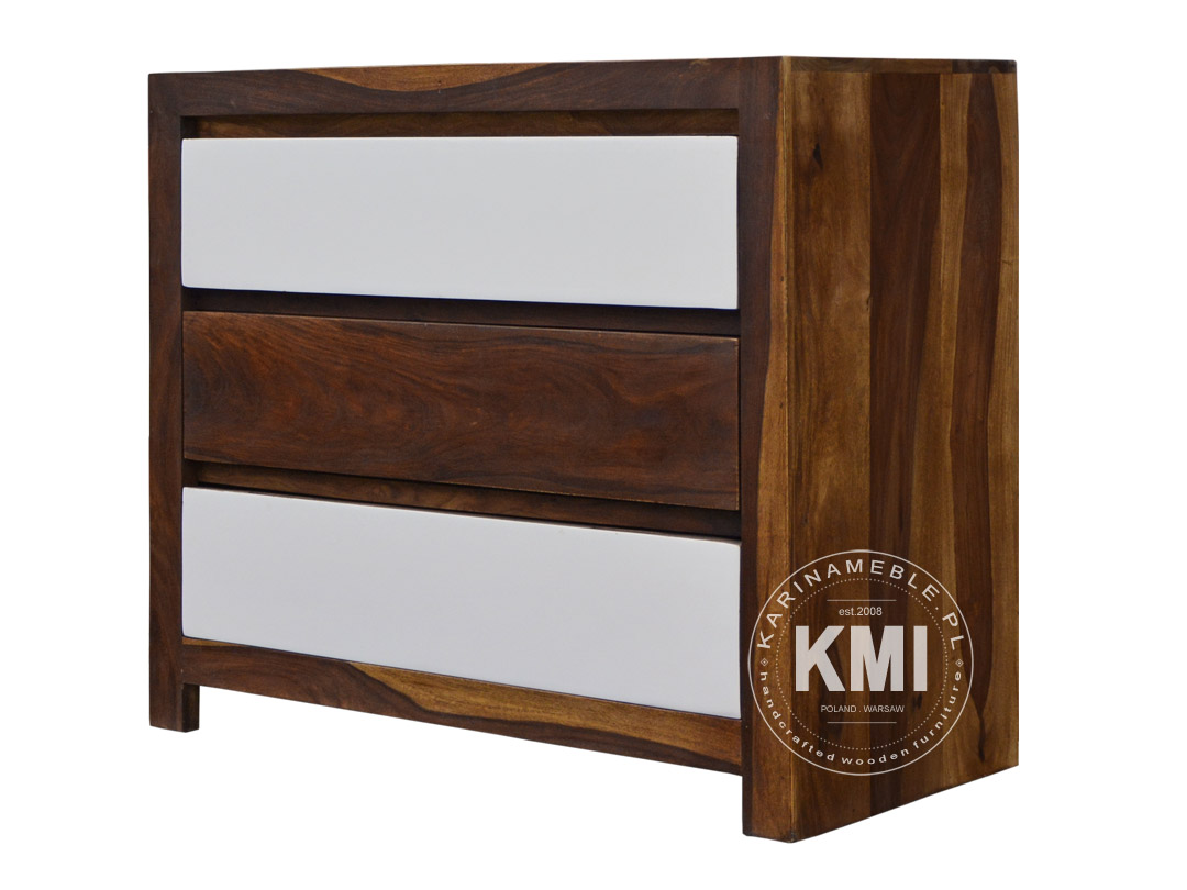 meble z litego drewna | komoda z trzema szufladami Sheesham White