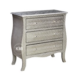 Meble Orientalne – Srebrna Komoda Silver 90 cm | Tłoczona Blacha