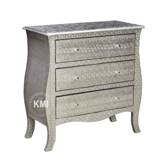Meble Orientalne – Srebrna Komoda Silver 90 cm | Tłoczona Blacha