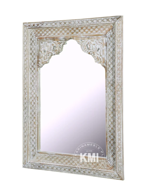 meble indyjskie orientalne lustro w stylu boho bielone