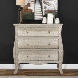 Meble Orientalne – Srebrna Komoda Silver 90 cm | Tłoczona Blacha