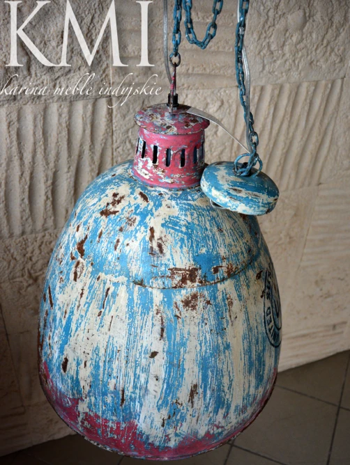 meble z litego drewna | loftowa lampa M-4209 blue vintage style