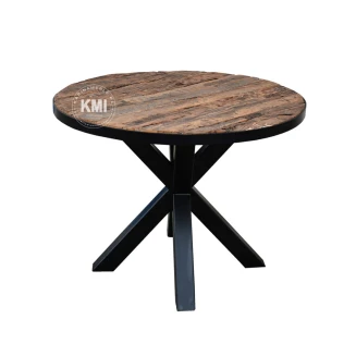 okrągły stół w stylu loft stare drewno metal