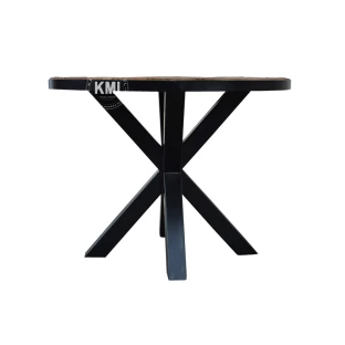 okrągły stół w stylu loft stare drewno metal