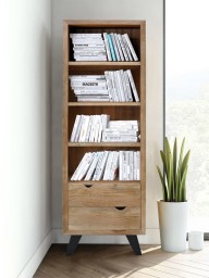 Meble Loftowe | Drewniana Biblioteczka Organic z Mango i Metalu