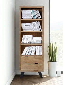 Meble Loftowe | Drewniana Biblioteczka Organic z Mango i Metalu