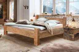 Rustykalne Łóżko z Litego Drewna Akacja Ocean 160x200 | Meble Indyjskie