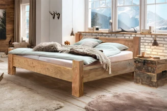 Rustykalne Łóżko z Litego Drewna Akacja Ocean 160x200 | Meble Indyjskie