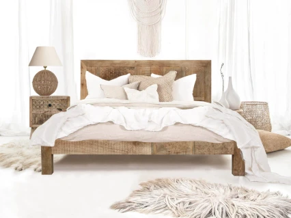 meble drewniane łóżko rzeźbione Sahara 160 cm