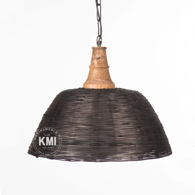 lampa rattanowa sufitowa nad stół czarna styl boho