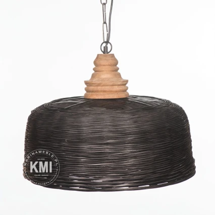 Czarna lampa rattanowa boho – loftowa, elegancka