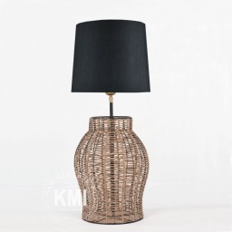 Lampa stołowa boho‑loft bez abażura – meble drewniane naturalne