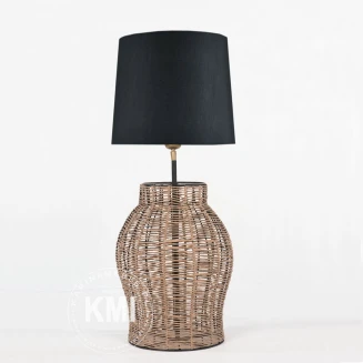Lampa stołowa boho‑loft bez abażura – meble drewniane naturalne