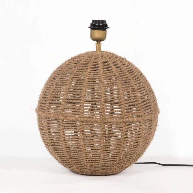 lampa stołowa jutowa duża kula stylu boho