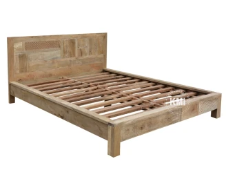 meble drewniane łóżko w stylu boho rzeźbione Sahara 160 cm