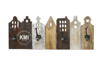 drewniany wieszak domki Amsterdam 65 cm