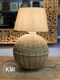 Lampa stołowa jutowa kula – naturalna boho lampa