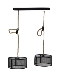 Loft Duo – podwójna lampa loftowa i industrialna z jutowym sznurkiem