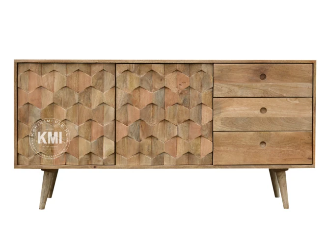 meble drewniane | komoda z drewna mango Honeycomb