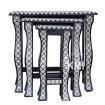 meble orientalne | trzy indyjskie stolikczki Black & White