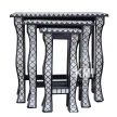 meble orientalne | trzy indyjskie stolikczki Black & White