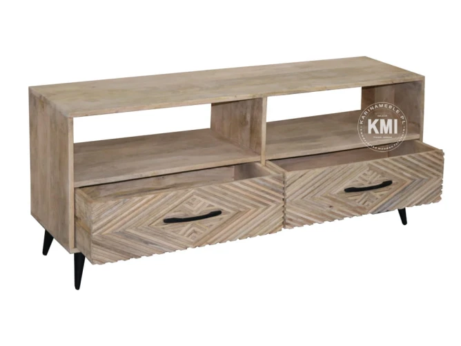 meble drewniane szafka rtv drewniana z geometrycznym wzorem STRIPES 140 cm
