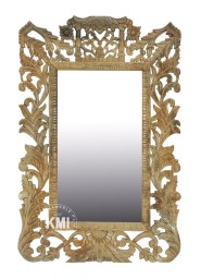 meble boho lustro 75x105 rzeźbione naturalne drewno