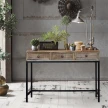 Biurko industrialne Roma z drewna mango i metalu – mebel loftowy z trzema szufladami, idealny do biura lub salonu w stylu industrialnym.